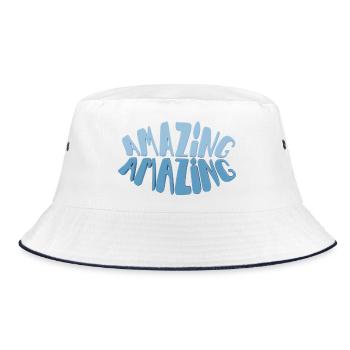 Blue Bubble Letter: Amazing - Bucket Hat - white/navy - Front