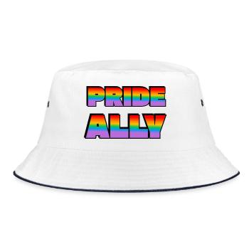 Pride Ally Regenbogenbriefe - Bucket Hat - Weiß/Navy - Vorne