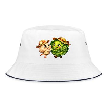 Dancing vegetables - Bucket Hat - white/navy - Front