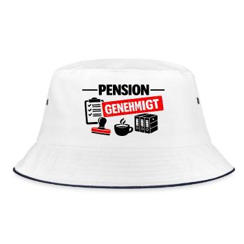 Pension genehmigt - Bucket Hat - Weiß/Navy - Vorne