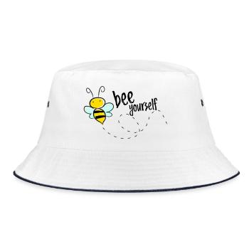Bee Yourself Bee Saying T-Shirt - Bucket Hat - white/navy - Front