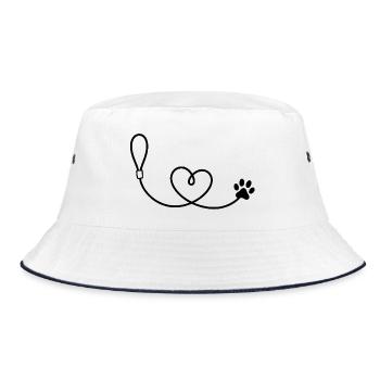 Dog leash with heart and paw - Bucket Hat - white/navy - Front