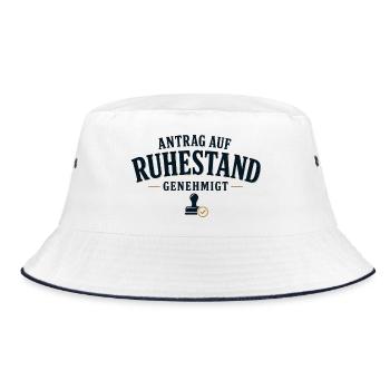 Antrag auf Ruhestand genehmigt - Bucket Hat - Weiß/Navy - Vorne