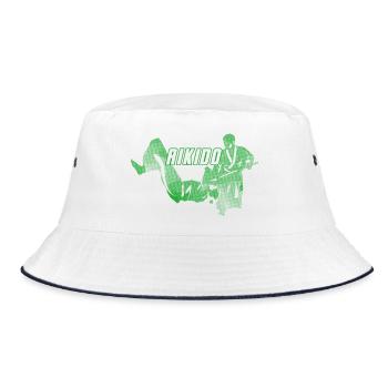 Aikido Nage No Jo Woman Silhouette Green Design - Bucket Hat - white/navy - Front