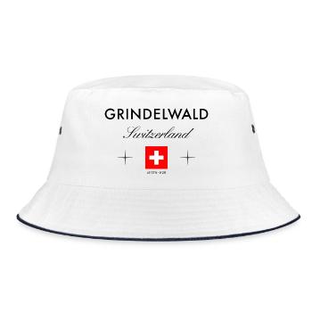 Grindelwald Switzerland Coordinates Travel Souvenir - Bucket Hat - white/navy - Front