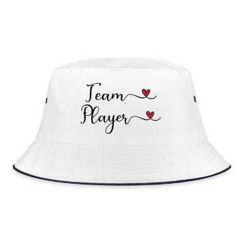 Team Player cute Typography Design with a Heart - Bucket Hat - white/navy - Front