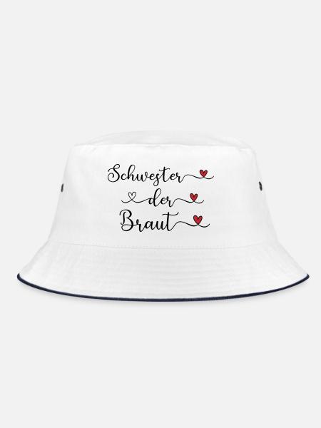 Schwester der Braut niedliches Design mit Herz - Bucket Hat - Weiß/Navy - Vorne