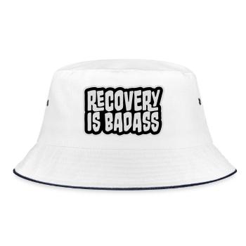 Recovery Is Badass Logo, citation de rétablissement motivant - Bob - blanc/marine - Devant