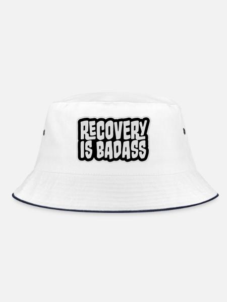Recovery Is Badass Motivierend Erholung Zitat Logo - Bucket Hat - Weiß/Navy - Vorne