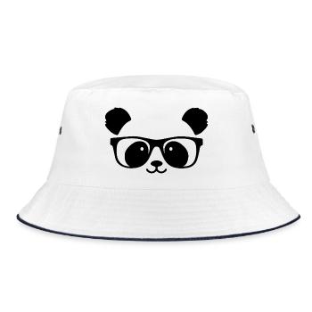 Un panda mignon avec des lunettes de nerd - Bob - blanc/marine - Devant