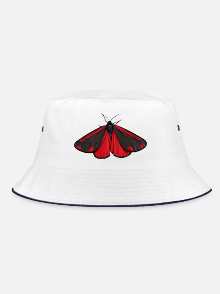 Zinnoberfalter Tyria jacobaeae - Bucket Hat - Weiß/Navy