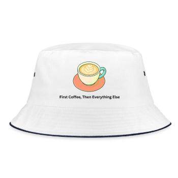 First Coffee Then Everything Else – Kaffee - Bucket Hat - white/navy - Front