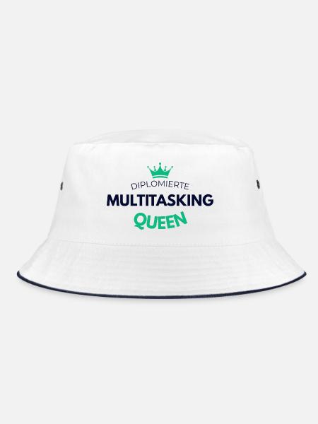 Diplomierte Multitasking Queen Tasse - Bucket Hat - Weiß/Navy
