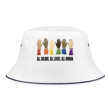 ALL COLORS. ALL LOVES. ALL HUMAN. - Bucket Hat - Weiß/Navy - Vorne