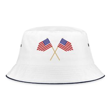 Flagge der Vereinigten Staaten - Bucket Hat - Weiß/Navy - Vorne
