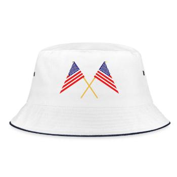 Flagge der Vereinigten Staaten - Bucket Hat - Weiß/Navy - Vorne
