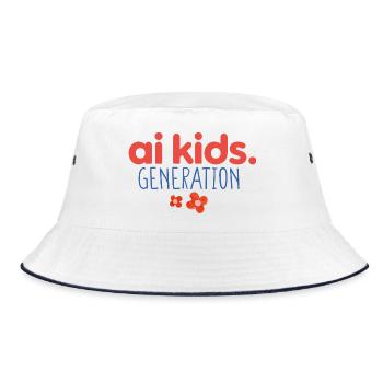 KI-Kindergeneration - Bucket Hat - Weiß/Navy - Vorne