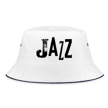 Vintage Jazz Typografie-Logo - Bucket Hat - Weiß/Navy - Vorne