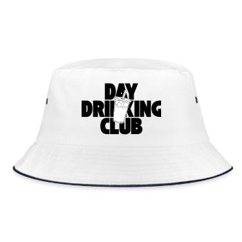 Day Drinking Club – Eiskaffee mit Statement - Bucket Hat - Weiß/Navy - Vorne