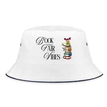 Nur Buchmesse-Vibes - Bucket Hat - Weiß/Navy - Vorne