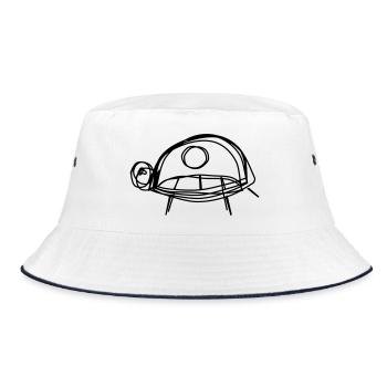 Schildkröte handgezeichnet - Bucket Hat - Weiß/Navy - Vorne
