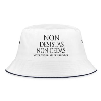 Non Desistas Non Cedas – Never Give Up - Bucket Hat - Weiß/Navy - Vorne