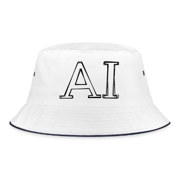 KI handgezeichnet - Bucket Hat - Weiß/Navy - Vorne