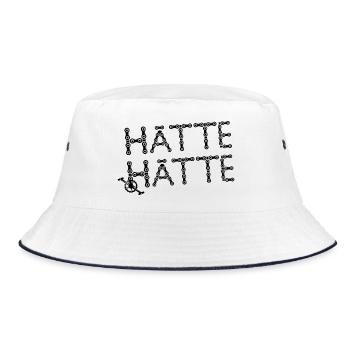 Radfahrer Fahrrad Spruch Kette Kurbel Radsport - Bucket Hat - Weiß/Navy - Vorne