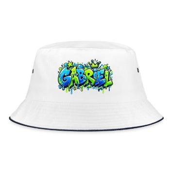 Vorname Gabriel Graffiti: das Geschenk, das rockt! - Bucket Hat - Weiß/Navy - Vorne