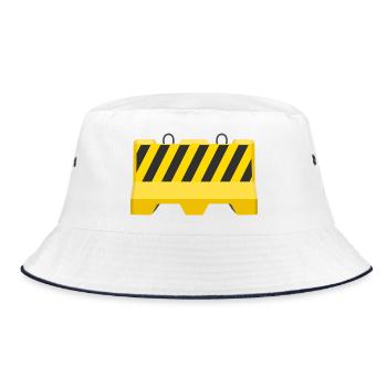 Warn-Straßenbarriere-Symbol - Bucket Hat - Weiß/Navy - Vorne