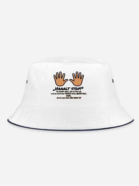Hände warnen: Ruhe bleibt hier Andreas - Bucket Hat - Weiß/Navy