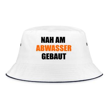 Kläranlage Abwasser Ironie - Bucket Hat - Weiß/Navy - Vorne