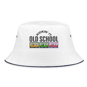 Ich mache es old school - Bucket Hat - Weiß/Navy - Vorne