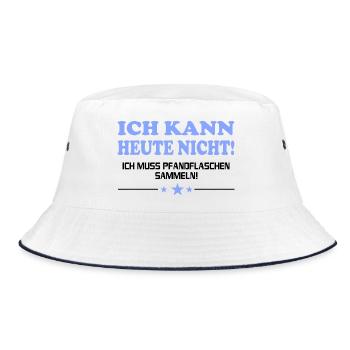 Pfandflaschen Pfandgeld Rentner Rentnerin Sprüche - Bucket Hat - Weiß/Navy - Vorne