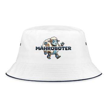 Mähroboter Cartoon Schaf - Bucket Hat - Weiß/Navy - Vorne