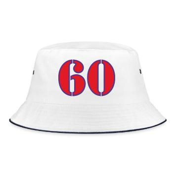 60. 60 JAHRE. 60-JÄHRIGES JUBILÄUM. 60. GEBURTSTAG. - Bucket Hat - Weiß/Navy - Vorne