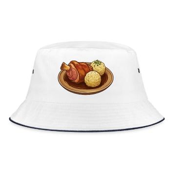 Schweinshaxe im Bratensud - Bucket Hat - Weiß/Navy - Vorne