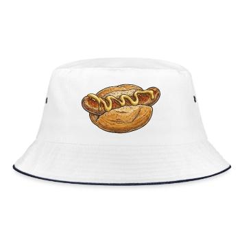 Hotdog Kunst mit Senf-Schwung - Bucket Hat - Weiß/Navy - Vorne