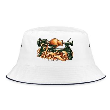 Vase nimmt Gestalt auf einer Drehbank an - Bucket Hat - Weiß/Navy - Vorne