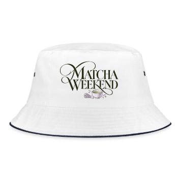 Matcha Wochenende Matcha Weekend Design - Bucket Hat - Weiß/Navy - Vorne