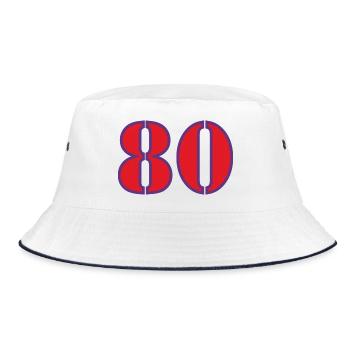 80. 80 JAHRE. 80. JUBILÄUM. 80-JAHRES-JUBILÄUM. - Bucket Hat - Weiß/Navy - Vorne