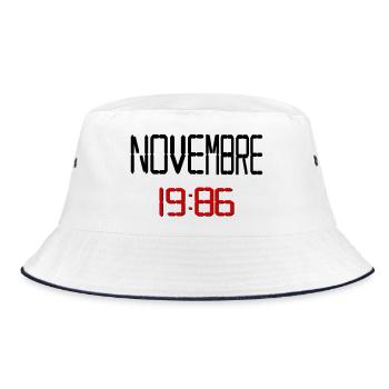 Geburtstag, November 1986 Französisch - Bucket Hat - Weiß/Navy - Vorne