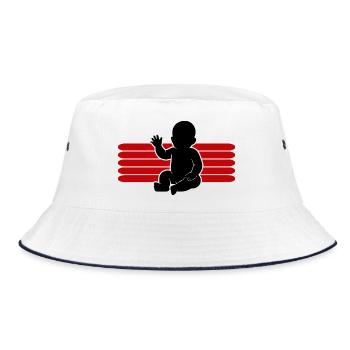 Baby Motiv winken Body Strampler Lustige Sprüche - Bucket Hat - Weiß/Navy - Vorne