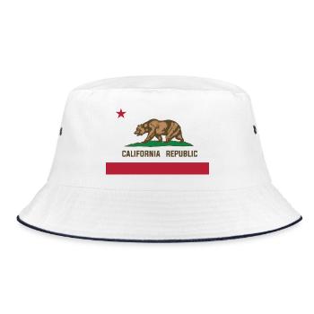 California Republic Flagge Bär Kalifornien USA - Bucket Hat - Weiß/Navy - Vorne