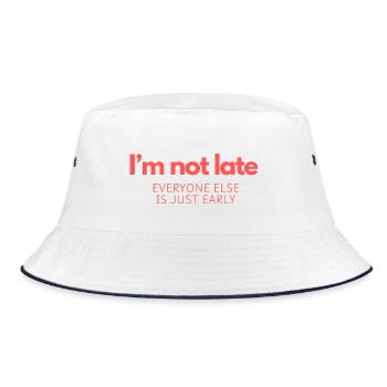 I'm Not Late! - Bucket Hat - white/navy - Front