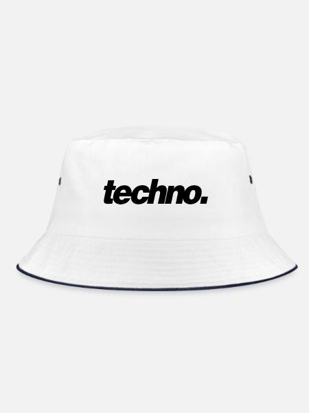techno. - Bucket Hat - Weiß/Navy