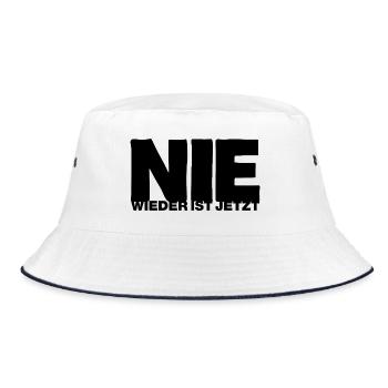Nie wieder ist jetzt - Gegen Rechts, gegen Hetze - Bucket Hat - Weiß/Navy - Vorne