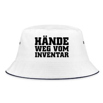 Hände weg vom Inventar - Bucket Hat - Weiß/Navy - Vorne