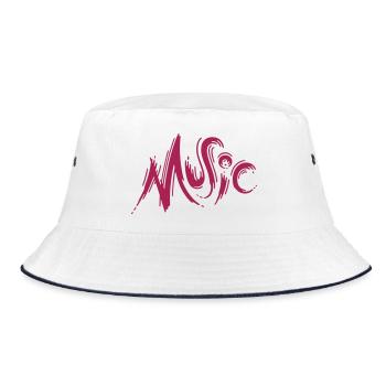 music (a) - Bucket Hat - white/navy - Front