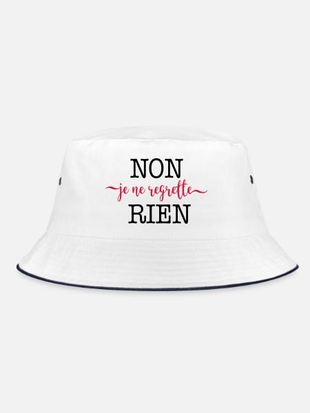 Non, je ne regrette rien - Bucket Hat - Weiß/Navy - Vorne
